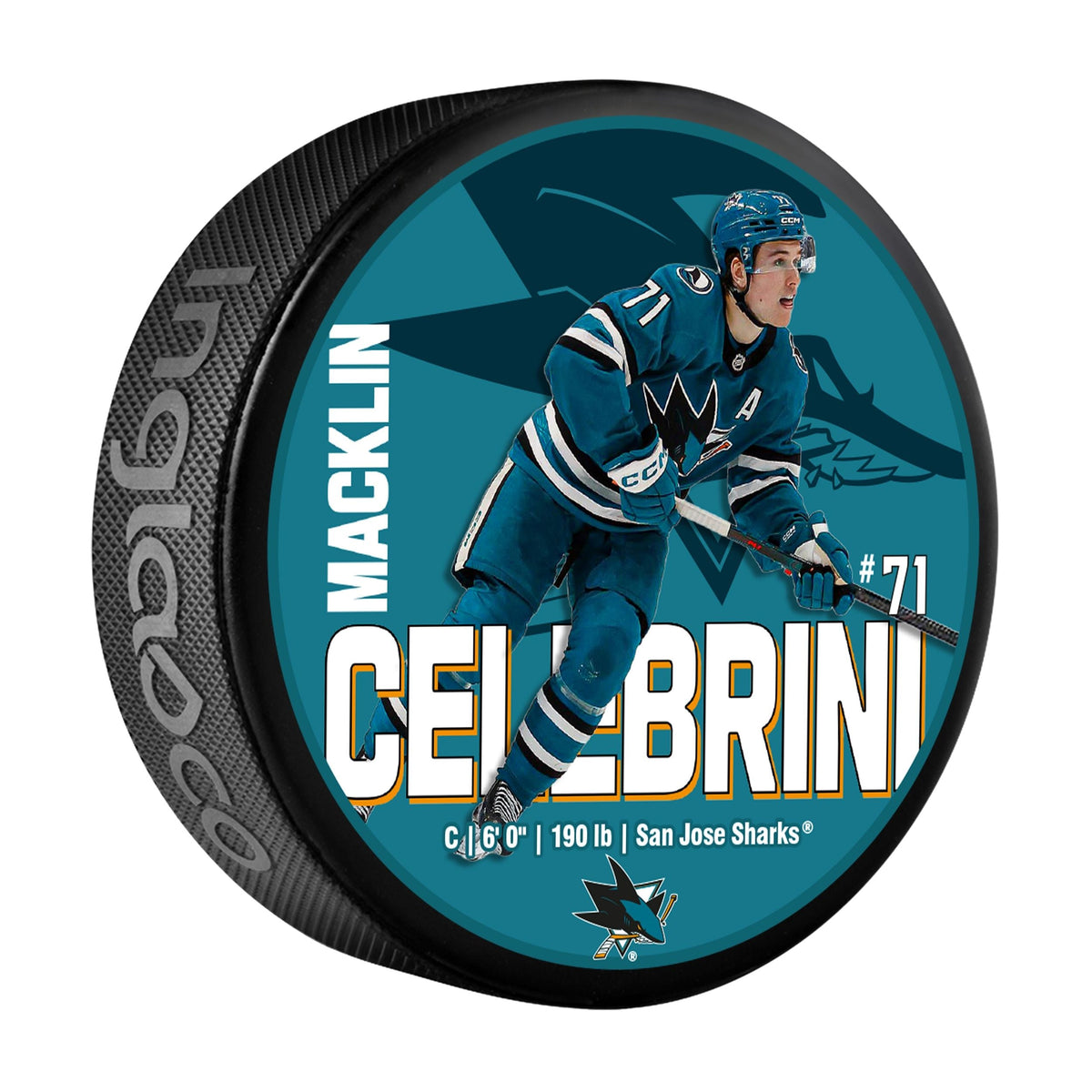 NHL San Jose Sharks Macklin Celebrini Hockey Puck, 6-oz