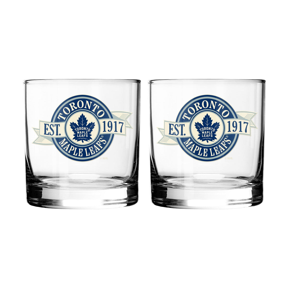 NHL Toronto Maple Leafs Hockey Rocks Glass, 2-pk