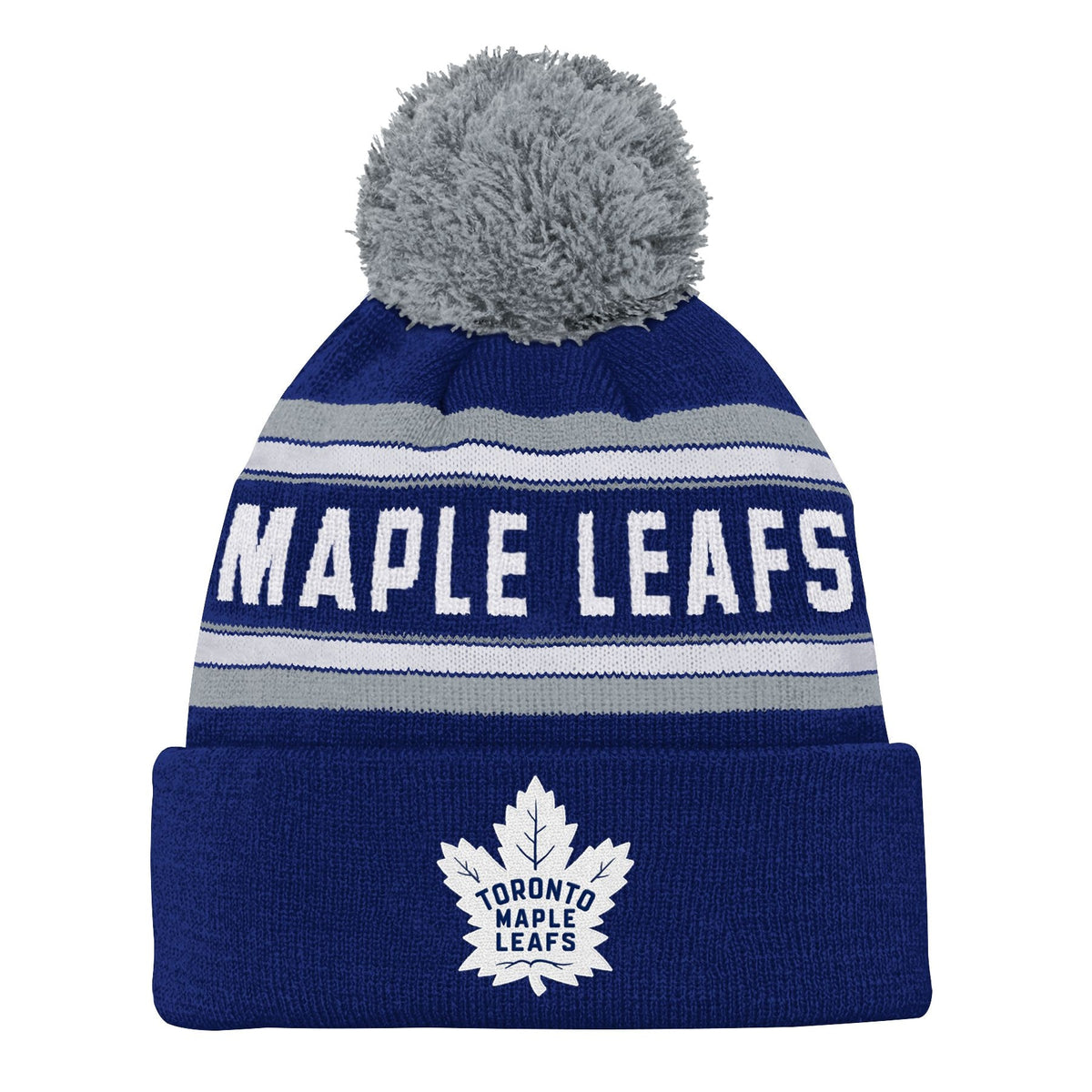 NHL Toronto Maple Leafs Jacquard Cuffed Knit Pom Toque, Youth