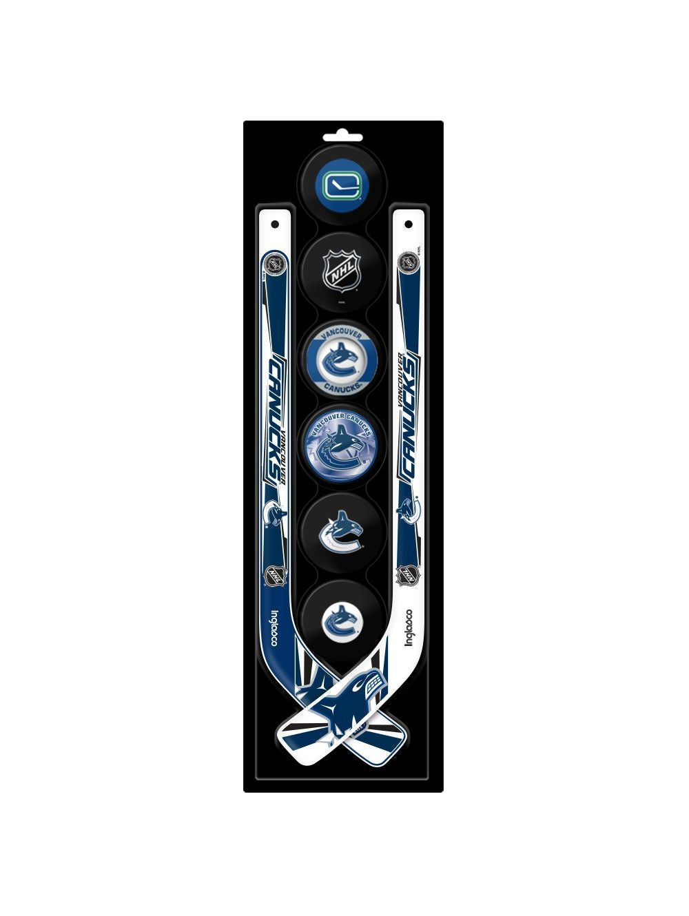 NHL Vancouver Canucks Mini Hockey Pucks & Sticks Set, 8-pc