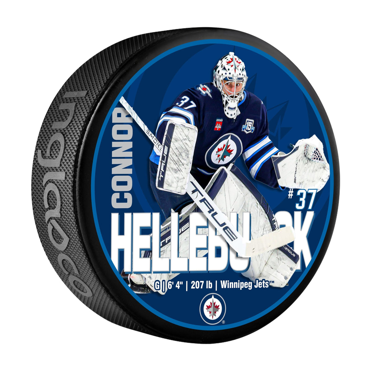 NHL Winnipeg Jets Connor Hellebuyck Hockey Puck, 6-oz