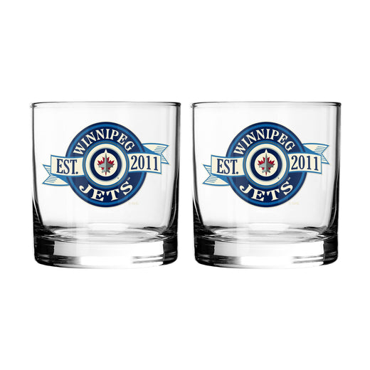 NHL Winnipeg Jets Hockey Rocks Glass, 2-pk