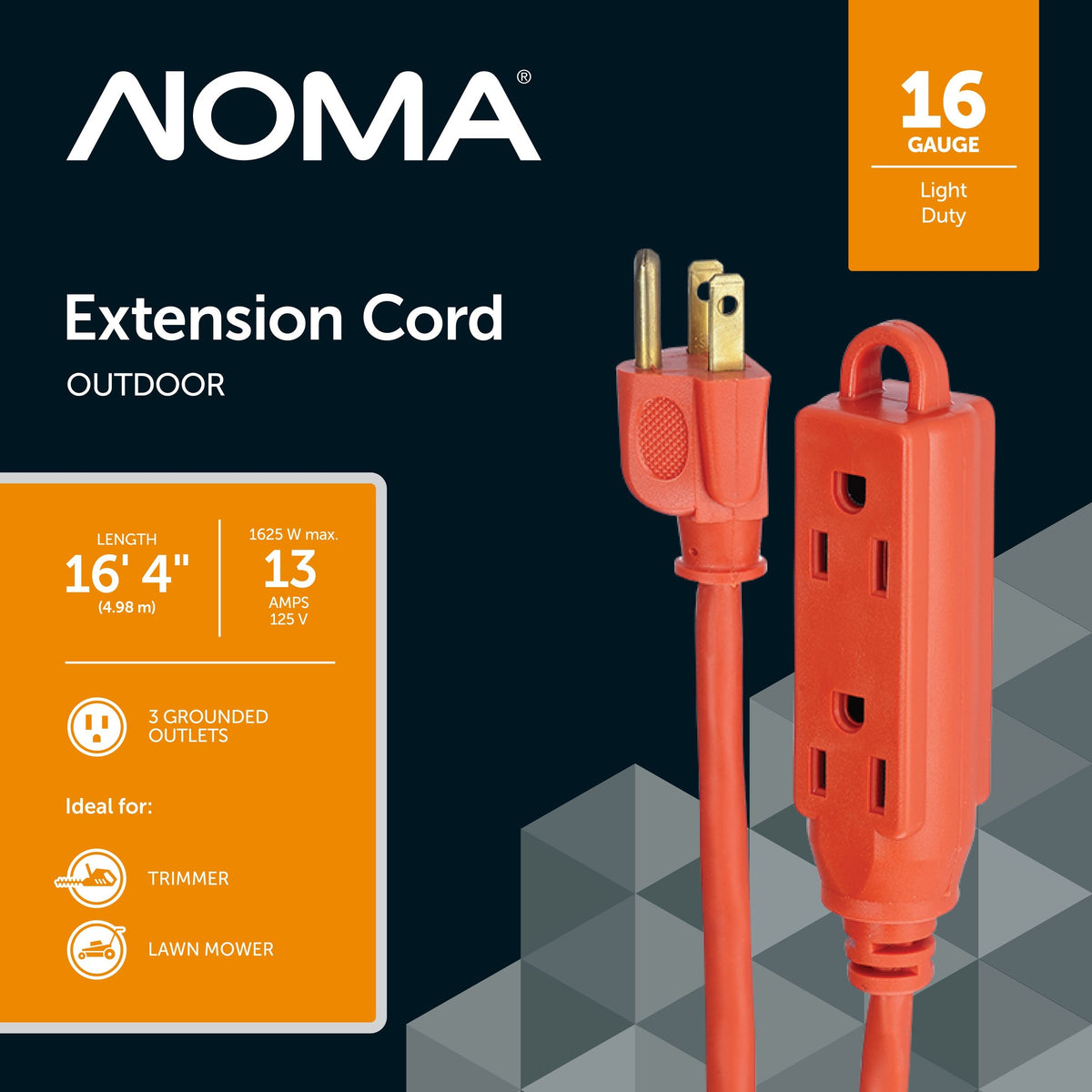 NOMA 16-ft 5-in 16/3 Outdoor Extension Cord with 3 Grounded Outlets