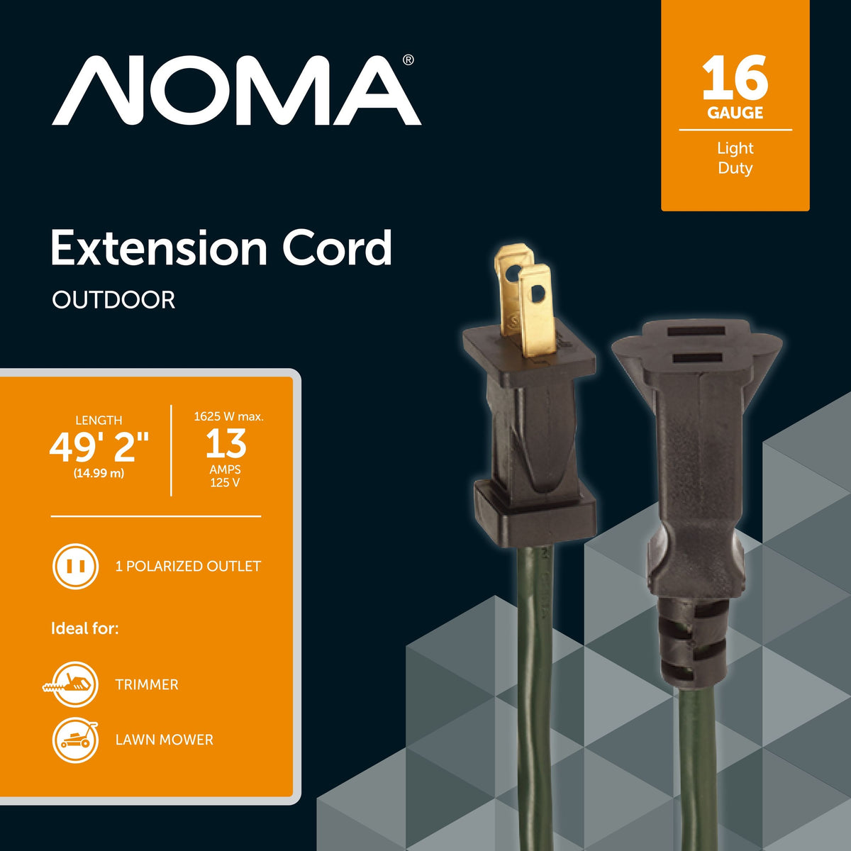NOMA 16/2 Outdoor Extension Cord, Flexible, 1 Outlet, Green