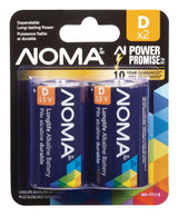 NOMA 2-pk D Alkaline Batteries, Long Lasting