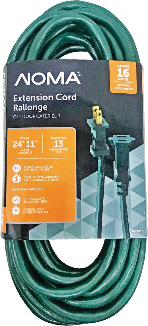 NOMA 24-ft 11-in 16/2 Outdoor Extension Cord with 1 Outlet, Green