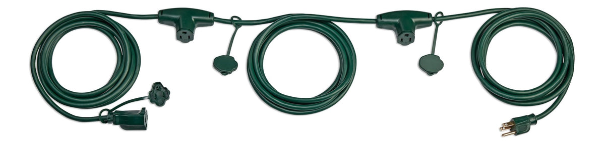 NOMA 25-ft Outdoor Extension Cord, 3 Outlets, Safety Cover, Green