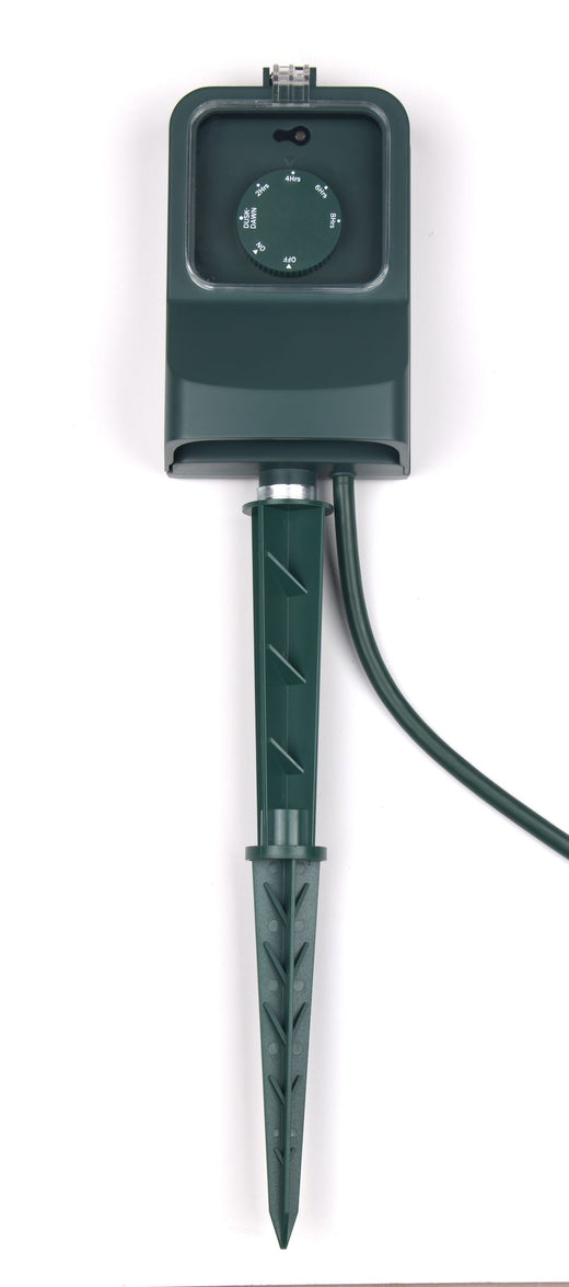 NOMA 3-Outlet Outdoor Power Stake with 6-ft Cord and Timer, Green