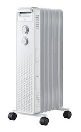NOMA 3-Setting Mechanical Oil Filled Heater with Adjustable Thermostat, Castors & Handle, 1500W, White