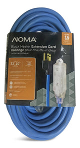 NOMA 32-ft 10-in 16/3 13 Amp All-Weather Block Heater Cord with Lighted End, Blue image 2