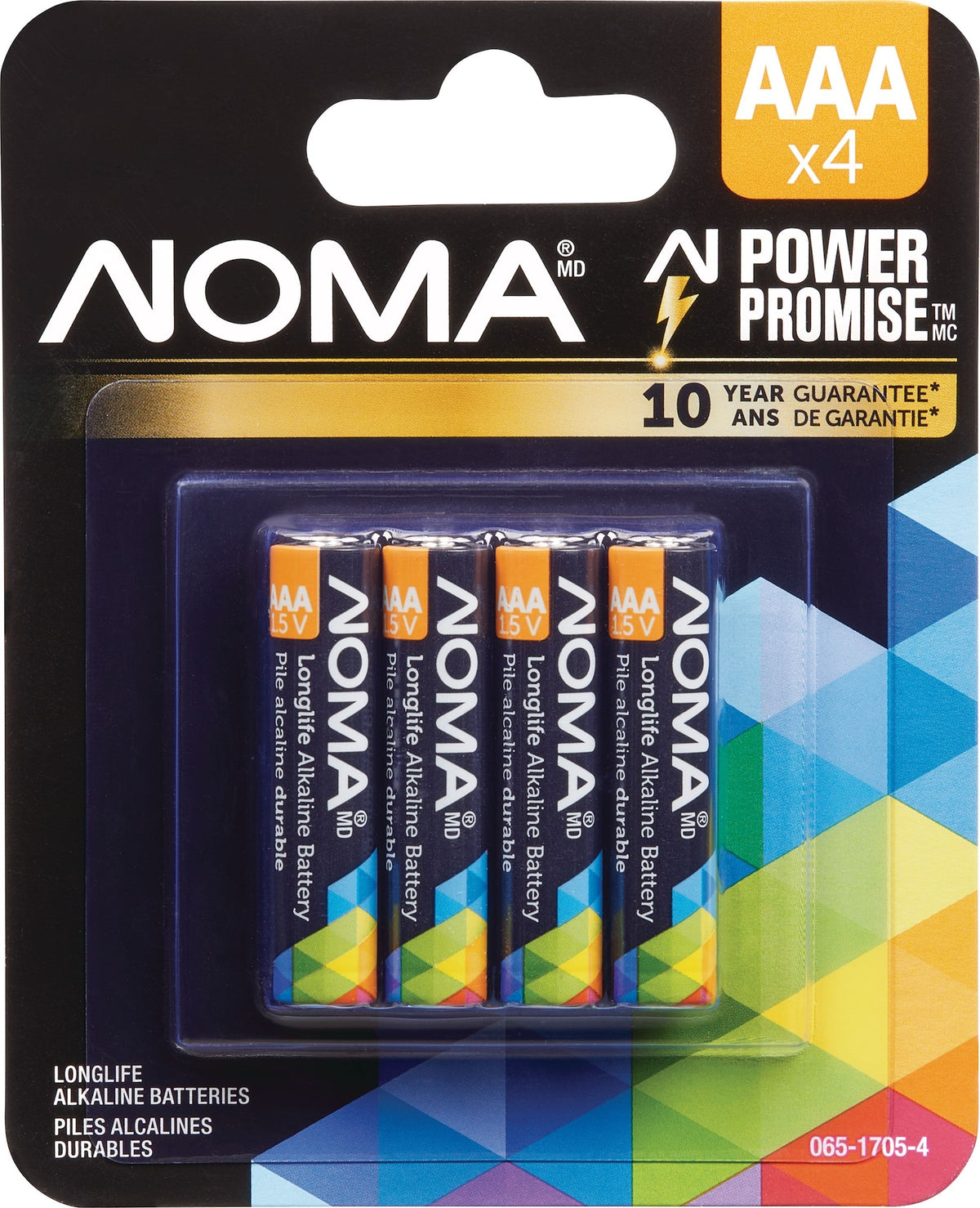 NOMA 4-pk AAA Alkaline Batteries, Long Lasting, All Purpose