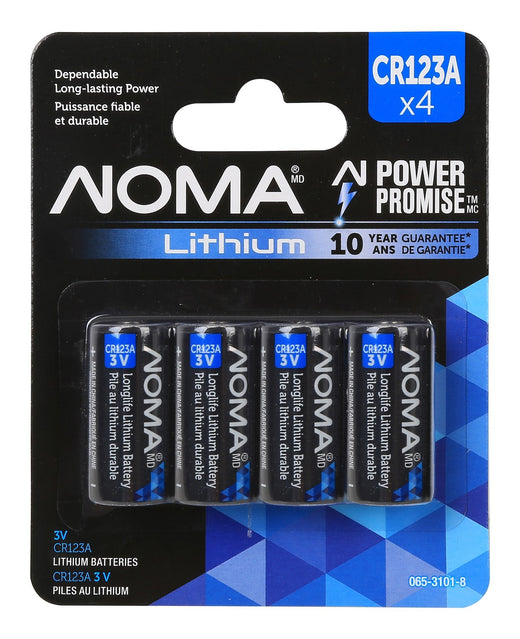 NOMA 4-pk CR123 3V / 3 Volt Lithium Photo Batteries, Long Lasting