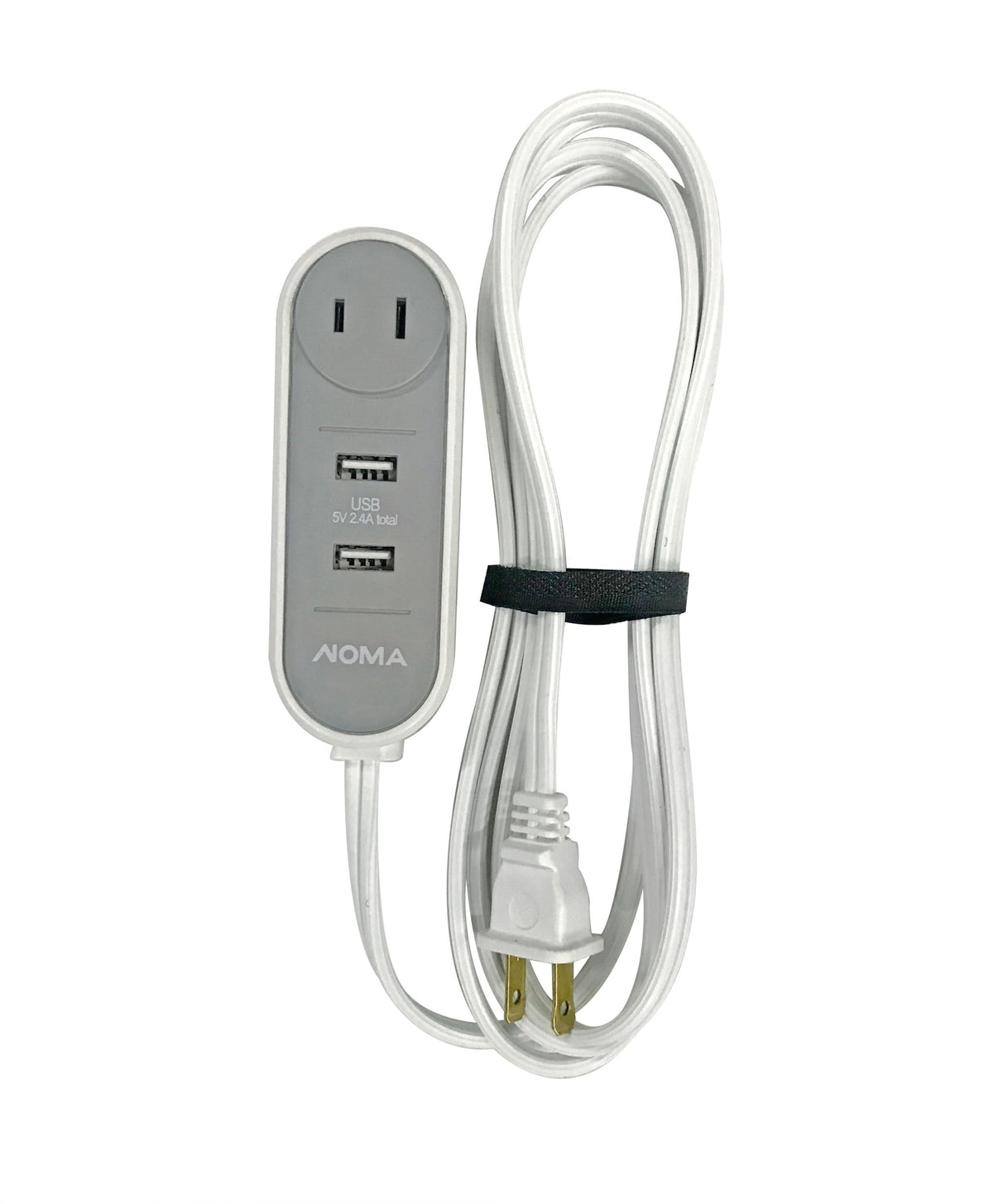 NOMA 6-ft 6-in 16/2 Extension Cord with 2 USB Outlets, Travel design, White