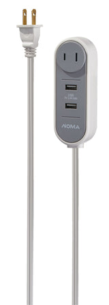 NOMA 6-ft 6-in 16/2 Extension Cord with 2 USB Outlets, Travel design, White image 2