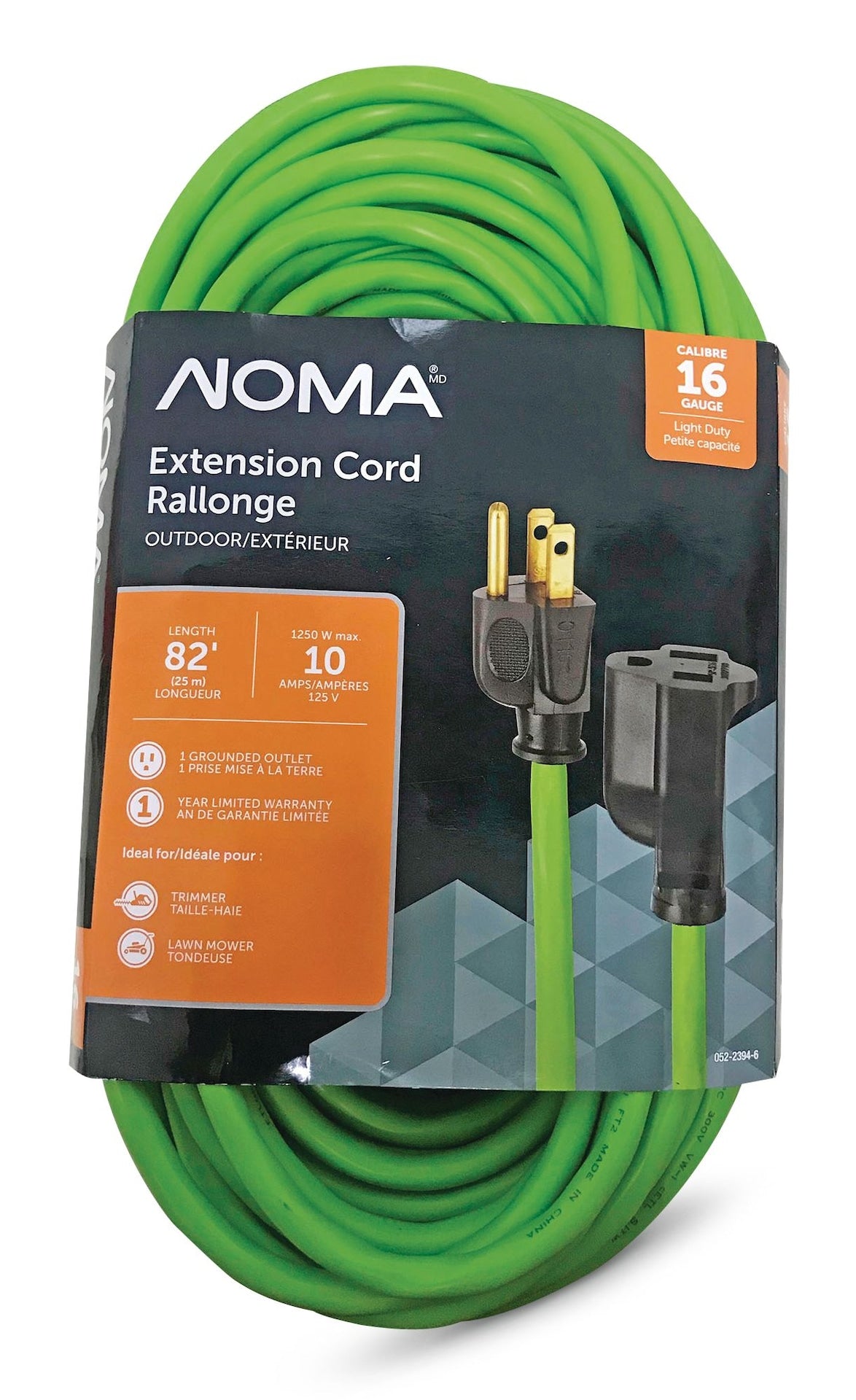 NOMA 82-ft 16/3 Outdoor Extension Cord with Grounded Outlet, Lime Green