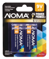 NOMA 9V/9 Volt Alkaline Batteries, All Purpose, Long Lasting, 4-pk