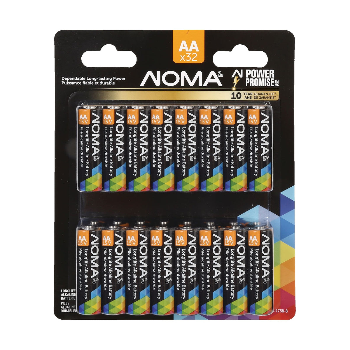 NOMA AA Alkaline Batteries, Long Lasting, All Purpose, 32-pk
