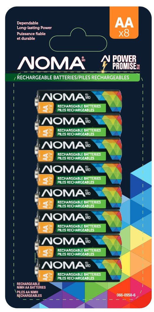 Noma AA Ni-MH Rechargeable Battery, 8-pk