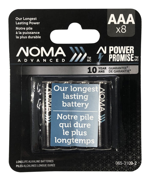 NOMA Advanced 8-pk AAA Alkaline Batteries, Long Lasting, All Purpose