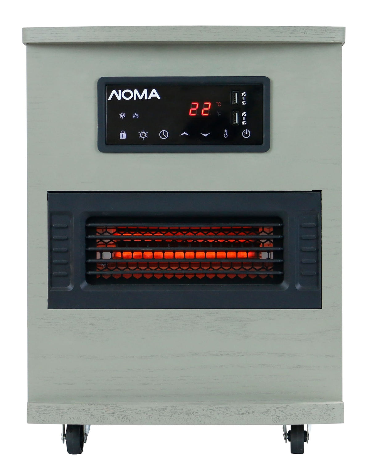 NOMA Ashwood Infrared Wood Cabinet Heater with Remote Control and Thermostat, Grey