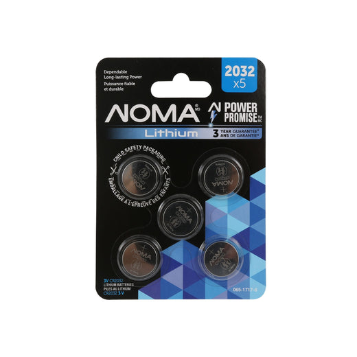 NOMA CR2032 3V / 3 Volt Lithium Coin Cell Batteries, Long Lasting, 5-pk