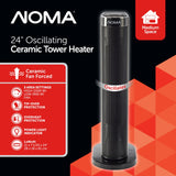 NOMA Digital Tower Ceramic Heater withRemote Control & Thermostat, 1500W, White, 24-in image 4