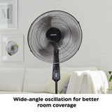 NOMA Oscillating Pedestal/Stand Fan with Remote Control, 3-Speed, Black, 18-in image 6