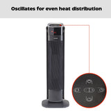 NOMA Oscillating Tower Ceramic Heater withRemote Control & Thermostat, 1500W, Black, 24-in image 5