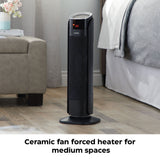 NOMA Oscillating Tower Ceramic Heater withRemote Control & Thermostat, 1500W, Black, 24-in image 6