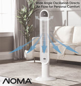 NOMA Oscillating Tower Fan, Remote Control, 3-Speed, White, 45-in image 6