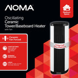 NOMA Oscillating Tower/Baseboard Heater withRemote Control & Thermostat, 1500W, White image 3