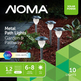 NOMA Outdoor Pure White LED Solar Stainless Steel Garden & Pathway Stake Lights, 10-Pk image 2
