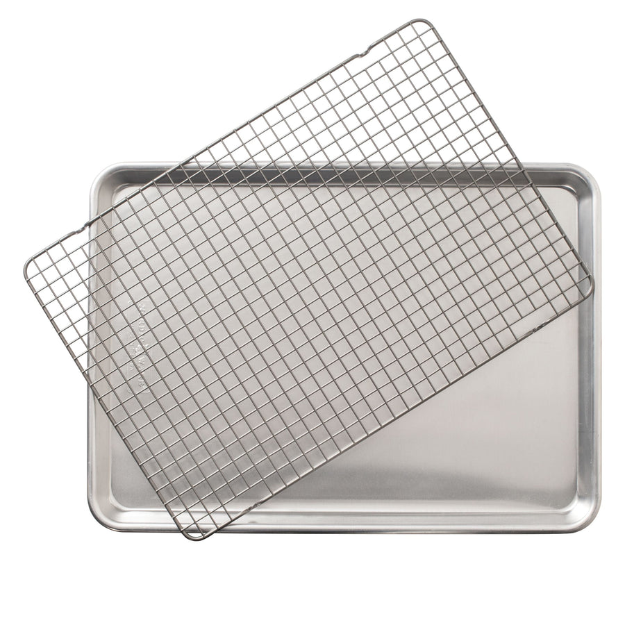 Nordic Ware Naturals Aluminum Half-Sheet with Oven-Safe Nonstick Grid, 2-pc