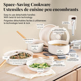 OB Gotham Steel Pots & Pan Set with Removable Handles, Cream, 18-pc image 3