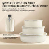 OB Gotham Steel Pots & Pan Set with Removable Handles, Cream, 18-pc image 4