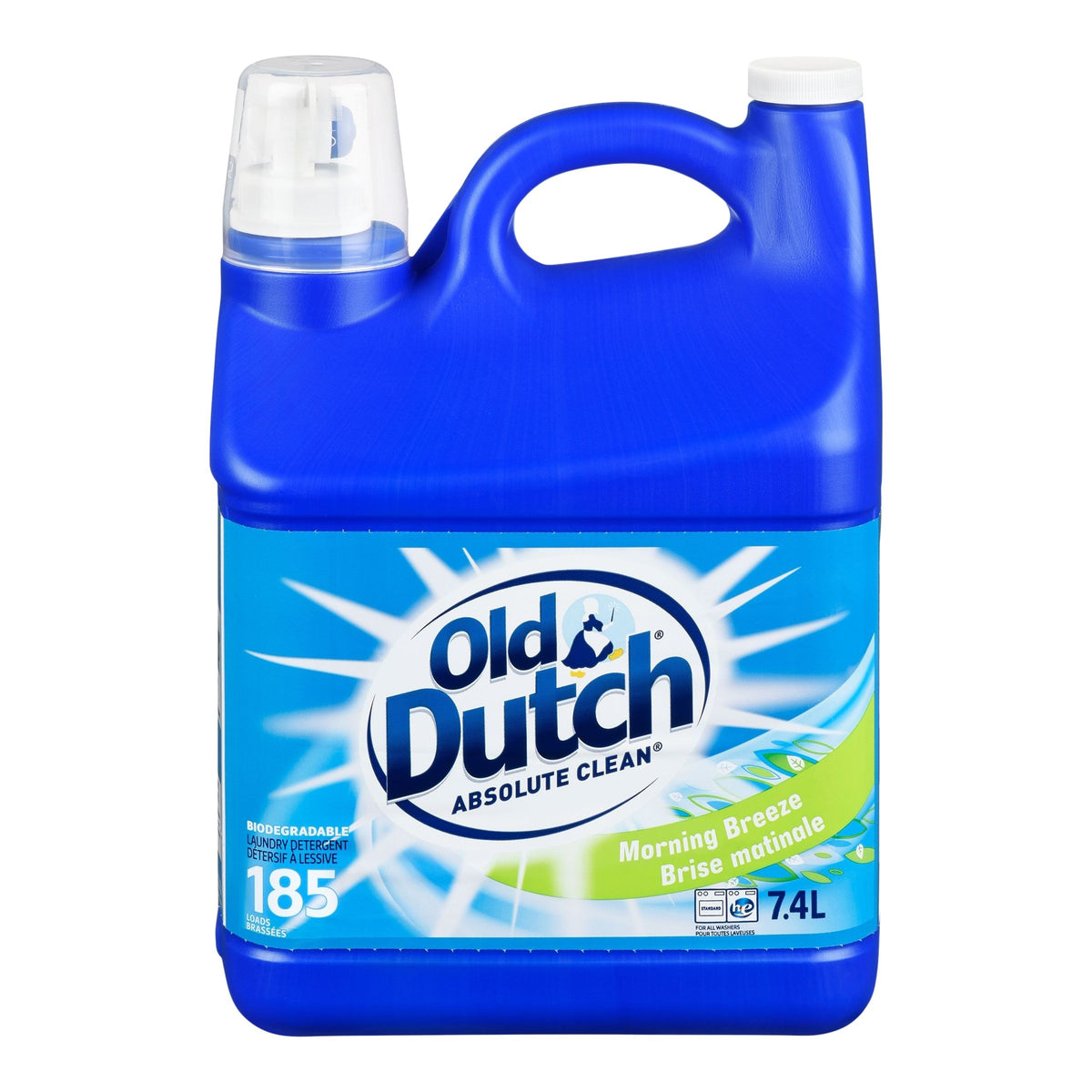 Old Dutch Absolute Clean Liquid Laundry Detergent, Morning Breeze Scent, 185-Load, 7.4-L
