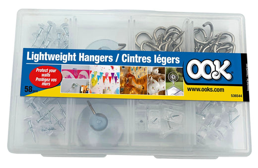 OOK Lightweight Wall Hanger Assorted Kit, 58-pk