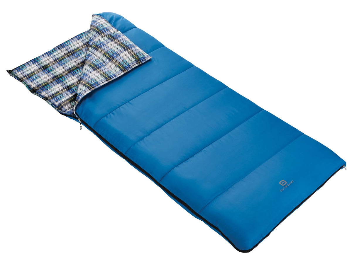 Outbound Comfort 5°C Insulated Cotton Lined Mild Weather Sleeping Bag with Compression Sack, Blue