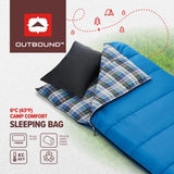 Outbound Comfort 5°C Insulated Cotton Lined Mild Weather Sleeping Bag with Compression Sack, Blue image 3