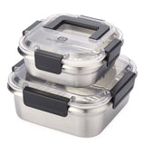 Outbound Leakproof Stainless Steel Food Storage Container with Lid, Clear/Black, 2-pk