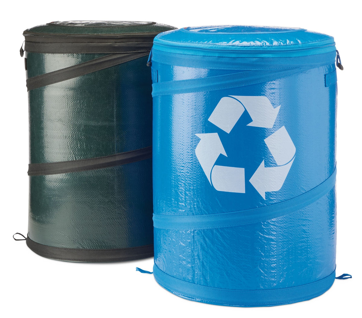 Outbound Round Collapsible Garbage & Recycle Can, 53-L, 2-pk