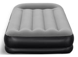 Outbound Tritech Double High Flocked Airbed, Twin, Grey, 75x38x14-in