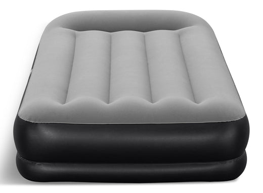 Outbound Tritech Double High Flocked Airbed, Twin, Grey, 75x38x14-in