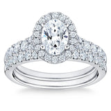 Oval Cut and Round Brilliant Diamond Halo Wedding Set (1.85 ctw) product image 1