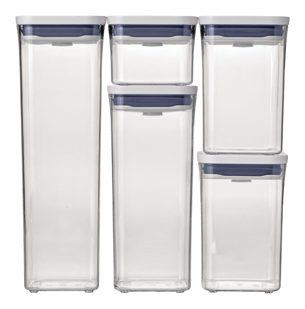 OXO POP Starter Plastic Food Storage Container Set, Various Sizes, White, with Lid, 5 Count