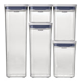 OXO POP Starter Plastic Food Storage Container Set, Various Sizes, White, with Lid, 5 Count