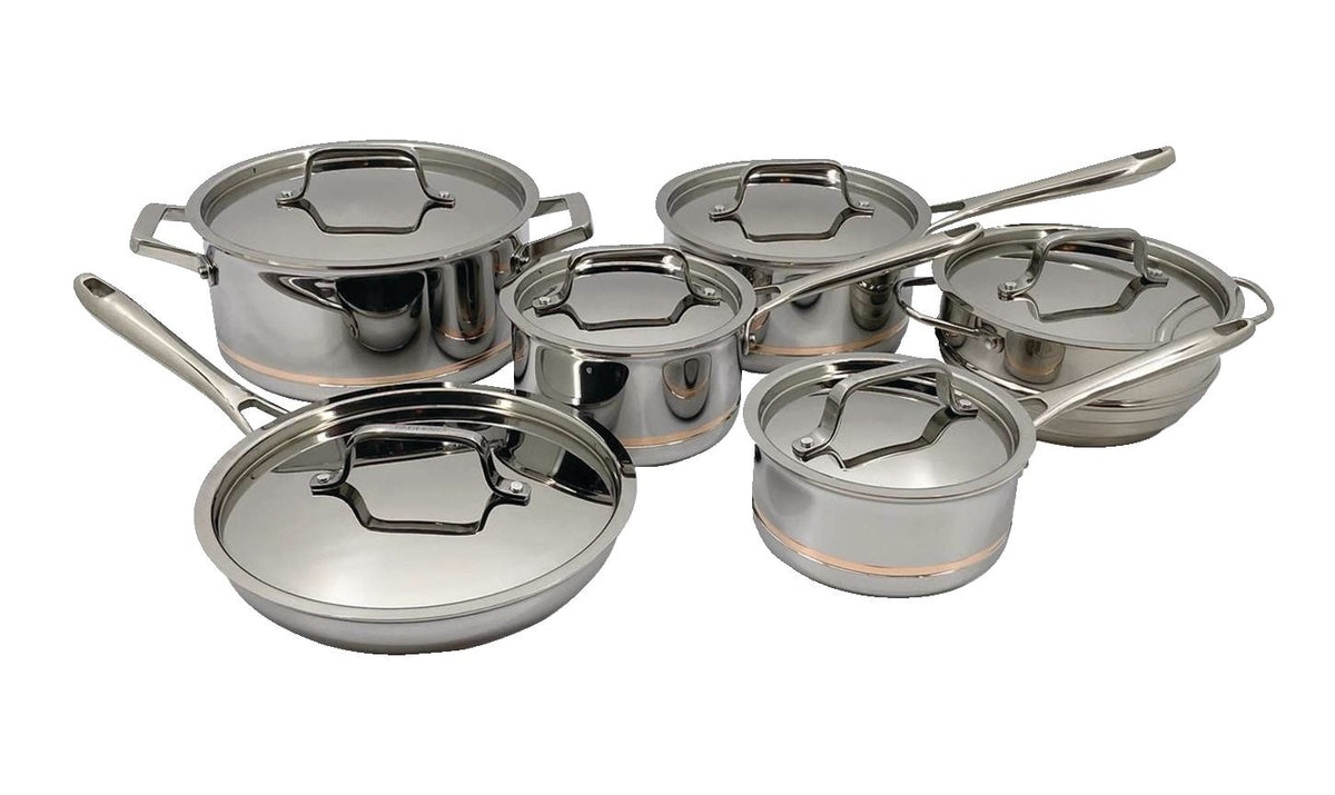 PADERNO 5-Ply Copper Core Stainless Steel Cookware Set, Oven Safe, 12-pc