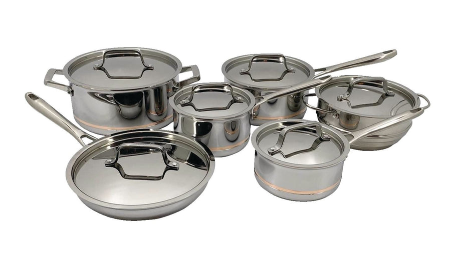 PADERNO 5-Ply Copper Core Stainless Steel Cookware Set, Oven Safe, 12-pc