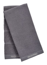 PADERNO All-Purpose Ribbed Cotton Terry Kitchen Towels, Charcoal, 2-pk