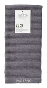 PADERNO All-Purpose Ribbed Cotton Terry Kitchen Towels, Charcoal, 2-pk image 3